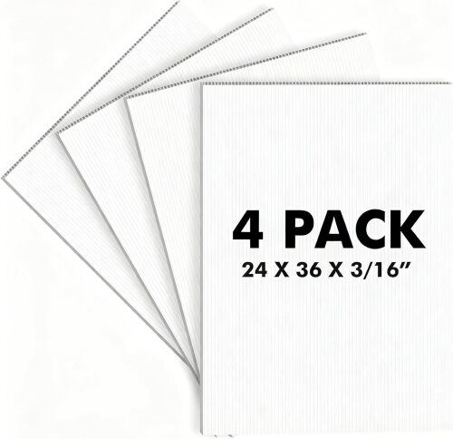 4 Pack Plastic Corrugated Whiteboard - Lot 7954