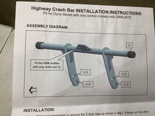 Highway Crash Bar Protector Fit for Harley 2006-2017 Dyna Models with Mid Controls - Lot 7966