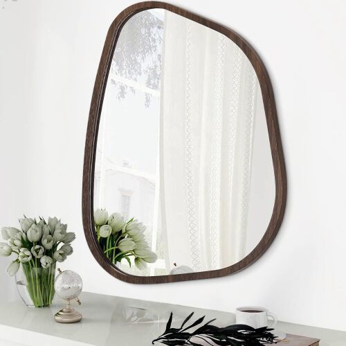 Irregular Asymmetrical Mirror Wall Mounted, Unique Vanity Mirror, Shaped Dressing Mirror Decorative for Living Room, Bathroom, Bedroom, Entryway Wall Decor - Lot 10105