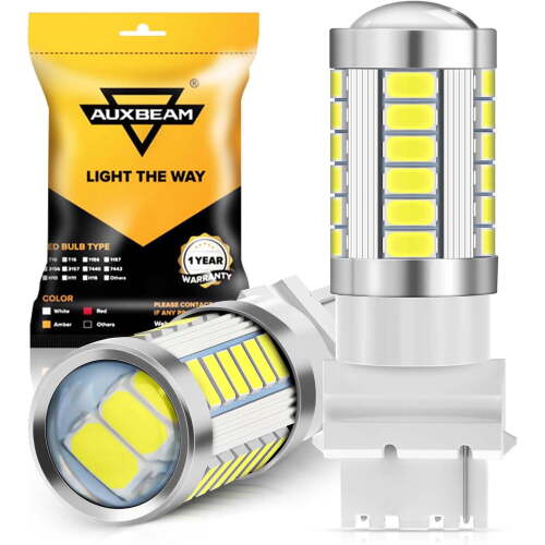 LED Bulbs, 6500K White, Super Bright T25 P27W Replacement Light Bulb for Turn Signal Backup Direction Blinker Lights, 3030 33-SMD Chipset, May Need Resistors - Lot 10173