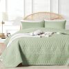 King/Cal King Size Quilt Bedding Set,Sage Green Lightweight Microfiber Soft Bedspread,Modern Style Geometric Pattern Coverlet Set for All Seasons,3 Piece(1 Quilt,2 Pillow Shams) - Thumbnail 1