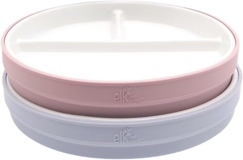 Kids 6.7” Porcelain Divided Plates with Silicone Sleeves | Suitable for Babies/Kids/Toddlers | Microwave & Dishwasher Safe | Non Slip | Snack Dishes - Lot 8019