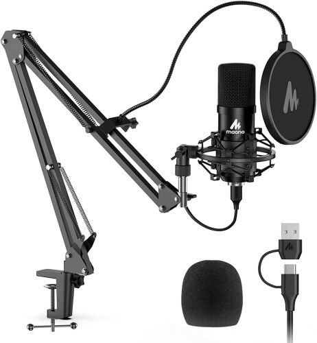 USB Microphone, 192KHZ/24Bit Plug & Play PC Computer Podcast Condenser Cardioid Metal Mic Kit with Professional Sound Chipset for Recording, Gaming, Singing, YouTube - Lot 8031