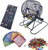 Deluxe Bingo Game Set-6 Inch Metal Cage, Master Board,75 Colored Balls, 50 Bingo Cards,500 6 Color Mix Chips and 2 Bags,Ideal for Large Groups - Thumbnail 1