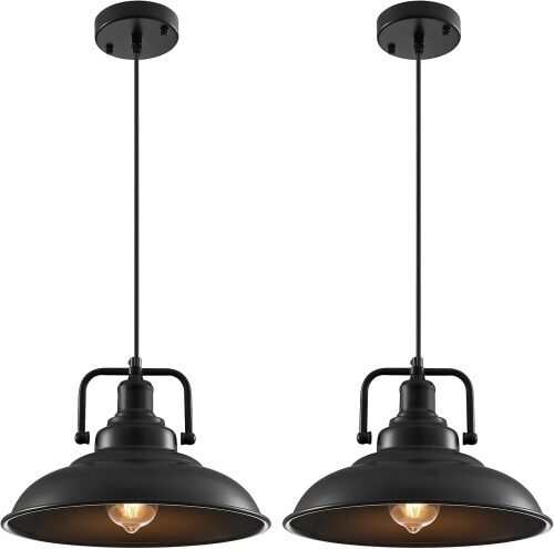 Black Pendant Light 12.5 inches 3 Packs, Farmhouse Pendant Light, Modern Pendant Lights, Kitchen Pendant Lights, Pendant Lights Kitchen Island for Dinning Room Entryway Barn - Lot 8002