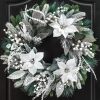 Winter Wreaths for Front Door 24 Inch Outdoor Christmas Wreath Artificial Winter Door Wreath with White Christmas Flowers,Snowy Eucalyptus and White Berry for Farmhouse Home Wall Door Decor - Thumbnail 1