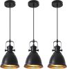 Black Pendant Lights Kitchen Island 3 Pack, Vintage Pendant Light, 6.5’’ Farmhouse Pendant Light Fixtures, Adjustable Height, Pendant Lighting for Dining Room, Living Room, Sink, Bar - Thumbnail 1
