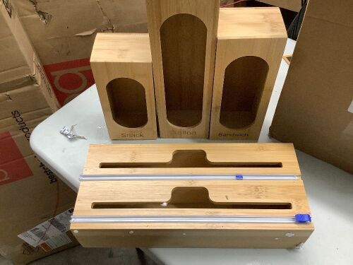 Organizer for Kitchen Drawer, Bamboo with Foil and Plastic Wrap Organizer for Kitchen Organizers and Storage, for Gallon, Sandwich, Snack - Lot 8038