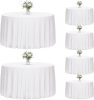 6 Pack White Round Tablecloth, 120 Inch Round Table Cloth Polyester Fabric Washable Table Covers for Wedding, Party, Banquet, Christmas Decorations, Birthday Events - Thumbnail 1