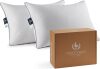 Goose Feather and Down Bed Pillows Standard Size Set of 2, Hotel Pillow for Sleeping, Downproof, Soft, Fluffy, 100% Cotton Shell - Thumbnail 1