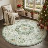 6FT Round Rug,Rugs for Living Room,Soft Green Circle Rug,Machine Washable Rugs for Bedroom,Non Slip Carpet, Rug for Dining Room Living Room Bedside Office - Thumbnail 1