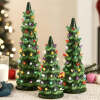Set of 3 XL Pre-Lit Ceramic Tabletop Christmas Trees - Thumbnail 1