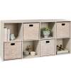 8-Cube Bookshelf, 13.5in Storage Display w/ Removable Panels, Customizable - Thumbnail 1