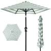 Outdoor Steel Striped Market Patio Umbrella w/ Tilt, Crank Lift - 10ft - Thumbnail 1
