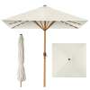 Square Solar LED Lighted Patio Umbrella w/ Woodgrain Pattern - 9ft - Thumbnail 1