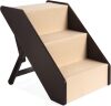 3-Step Foldable Adjustable, Non-Slip Wide Wooden Pet Stairs for Living Room, Bedroom, Dog & Cat Sizes Small, Medium, Large w/Carpet, No Assembly, Ideal for Injured, Elderly Pets - Thumbnail 1