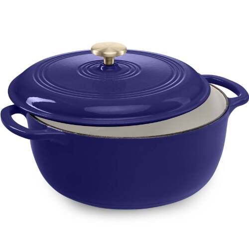 Cast-Iron Dutch Oven Kitchen Cookware w/ Enamel, Handles - 6qt - Lot 8174