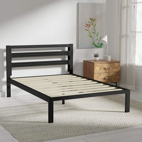 Amazon Basics 14" Metal Platform Bed with Modern Industrial Design Headboard, Full - Lot 188