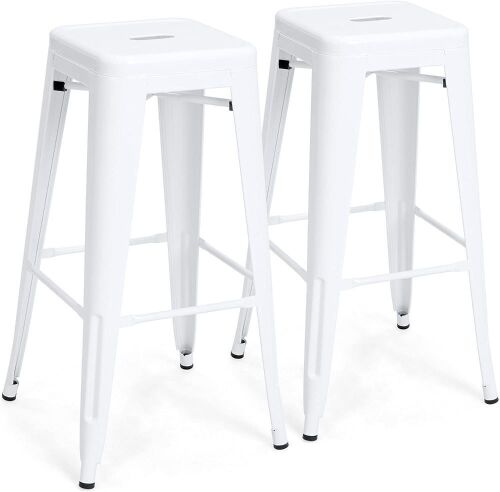 30in Set of 2 Modern Industrial Backless Metal Counter Height Bar Stools - Lot 234