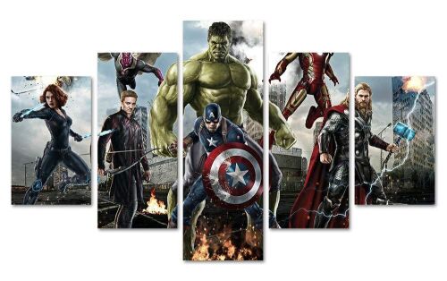 Lot of (11) DJSYLIFE 5 Piece Miracle Avenger Era Superhero Canvas Wall Art, No Frame - Lot 281