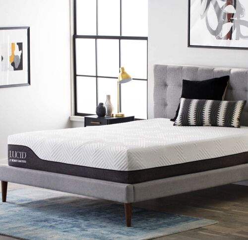 LUCID 12 Inch Twin XL Hybrid Mattress, Bamboo Charcoal and Aloe Vera Infused Memory Foam - Lot 308