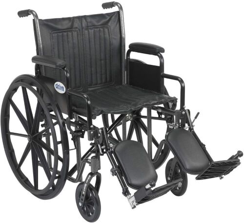Drive Medical Silver Sport 2 Wheelchair, Detachable Desk Arms, Elevating Footrests, 20" Seat  - Lot 321
