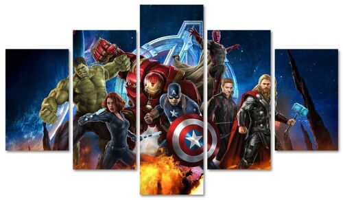 Lot of (23) DJSYLIFE 5 Piece Super Hero Canvas Wall Art, No Frame - Lot 406