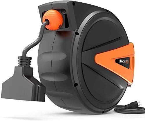 TACKLIFE Extension Cord Reel with 50' Cord & 4.5' Lead-in Power Cord - Lot 571