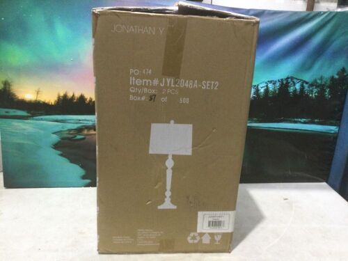 JONATHAN Y Emma 29.5" Clear Crystal Table Lamps, Set of 2 - Shades are Dented - Lot 599