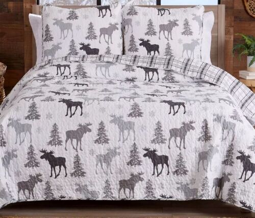 Great Bay Home Wilderness Lodge Reversible Quilt Set, Twin  - Lot 619