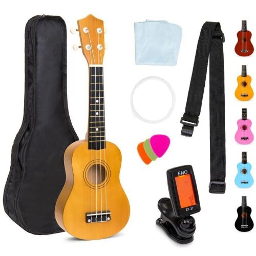 Acoustic Soprano Basswood Ukulele Starter Kit w/ Bag, Strap, Tuner - 21in - Lot 794