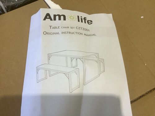 AmoLife Table & Bench Set  - Lot 883