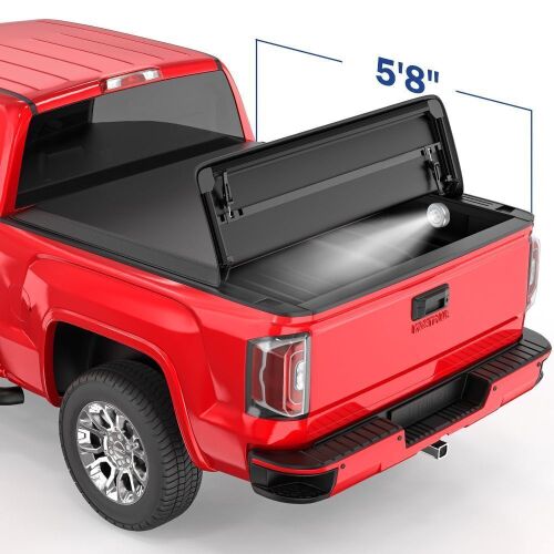 MOSTPLUS 3-Fold 5.8FT Soft Tonneau Cover For 2007-2013 Silverado Sierra 1500 Truck Bed - Lot 893