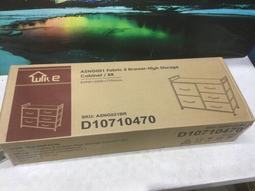 Fabric 5 Drawer Storage Cabinet  - Lot 1014