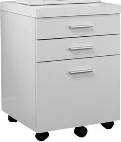 Monarch Specialties White Hollow-Core 3 Drawer Filing Cabinet on Castors - Lot 1105