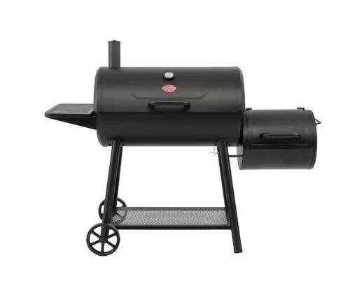 Char-Griller Smokin' Champ Charcoal Grill Offset Smoker in Black with Charcoal Tray and Dual Damper Controls - Lot 12JF