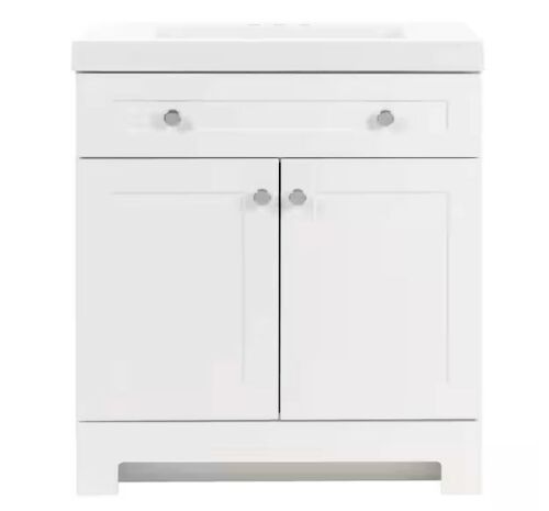 Glacier Bay Everdean 31 in. Single Sink White Bath Vanity with White Cultured Marble Top - Lot 29JF