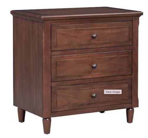 Polibi Modern Brown 3-Drawer Exquisite Solid Wood Nightstand (28.1 in. H x 27.9 in. W x 16.9 in. D) - Lot 31JF
