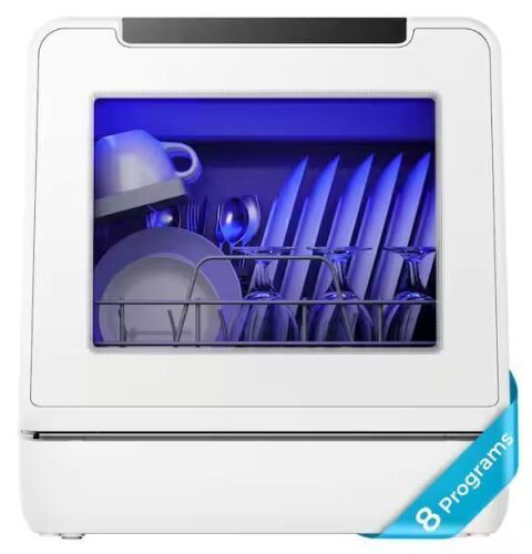 16.5 in. LED Touch Control Countertop Dishwasher in White with 3-Cycles 40 dBA, Portable, 6-Modes - Lot 50JF