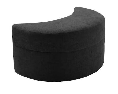 Uixe Modern Black Chenille Half Crescent Moon Storage Ottoman - Lot 88JF