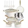 Gotham Steel Natural Collection 15-Piece Aluminum Ultra Performance Ceramic Nonstick Cookware Set in Cream with Gold Handles - Thumbnail 1