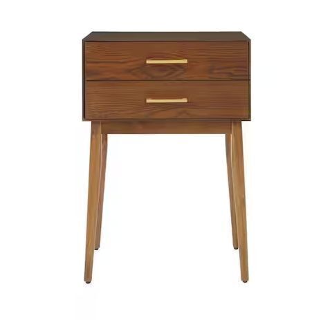 StyleWell Drakeford 2 Drawer Walnut Brown Wood Nightstand (18 in W. X 26 in H.) - Lot 111JF