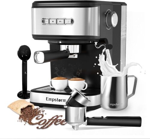 Espresso Machine 20 Bar, 2 in 1 Espresso Maker with Milk Frother Steam Wand - Lot 241