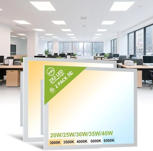 2x2 LED Flat Panel Drop Ceiling Light Fixture, 2 Pack - Lot 548