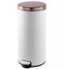 Innovaze 8 Gal. White Round Step-on Metal Household Trash Can with Lid and Inner Bucket - Thumbnail 1