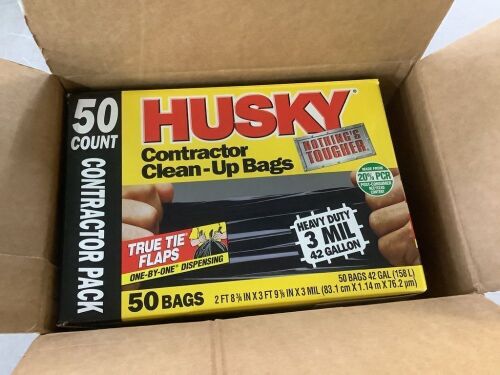 Husky 42 Gal. Heavy-Duty Contractor Clean-Up Bags with 20% PCR (50-Count) - Lot 623JF
