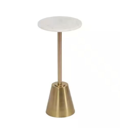 Kate and Laurel Tira 10.00 in. Gold Round Natural Stone End Table - Lot 624JF