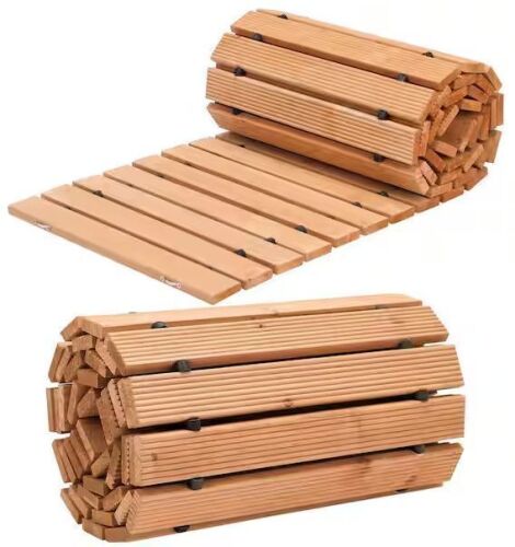 VEVOR 12 ft. L x 22 in. W Outdoor Non-Slip Straight Cedar Wooden Garden Pathway Walkway Paver - Lot 628JF