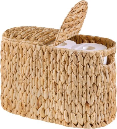 Water Hyacinth Wicker Toilet Paper Storage Holder for 6 Rolls - Lot 648