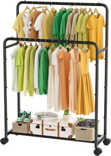 Simple Trending Double Hanging Rod Clothing Rack - Lot 655